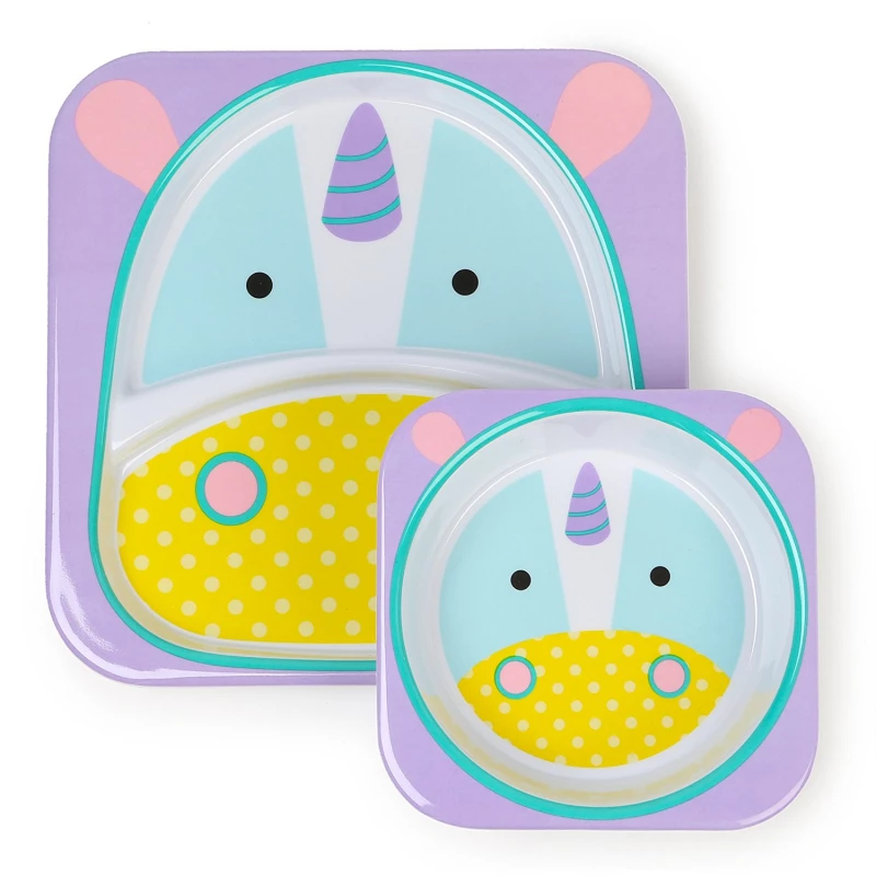 طقم أطباق ميلامين وسلطانية من سكيب هوب زو ، وحيد القرن - سكيب هوب