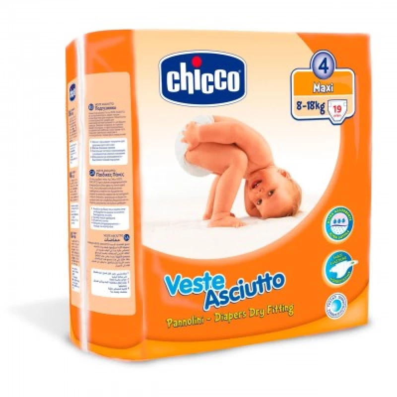Chicco Diapers Size 4 Maxi 8-18 Kg 19 Pieces - تشيكو