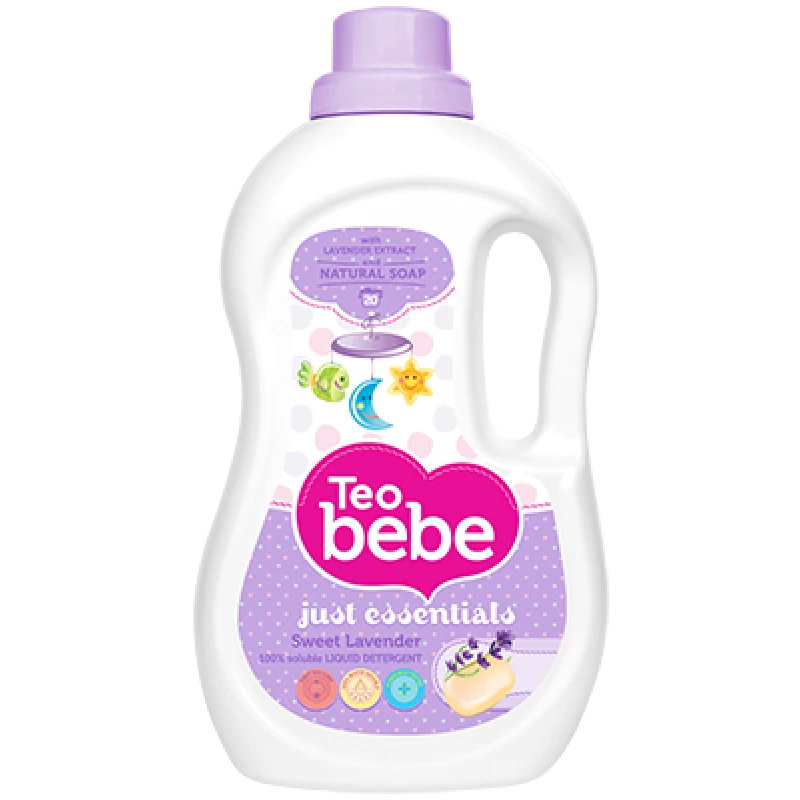 Teo Bebe Detergent And Fabric Softener 1 liter (Lavender) - تيو بيبي