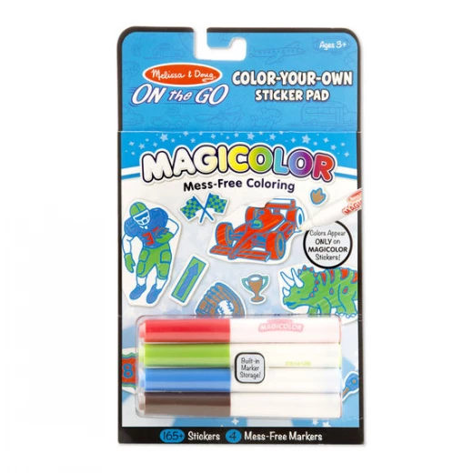 Melissa & Doug On the Go Magicolor Color-Your-Own Sticker Pad - Vehicles, Sports, and Dinosaurs