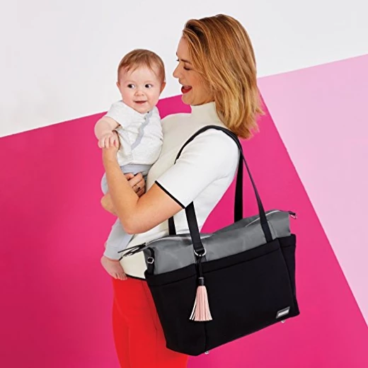 Skip Hop Nolita Neoprene Diaper Tote, Black/Grey - سكيب هوب - Image 3
