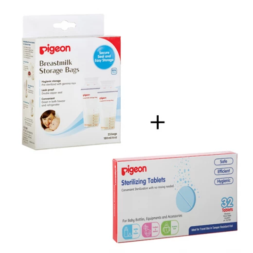 Pigeon Sterilizing Tablets + Breast Milk Storage Bags Offer Pigeon Sterilizing Tablets + Breast Milk Storage Bags Offer