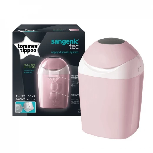 Tommee Tippee Sangenic Nappy Disposal Tub, Whisper Pink Tommee Tippee Sangenic Nappy Disposal Tub, Whisper Pink