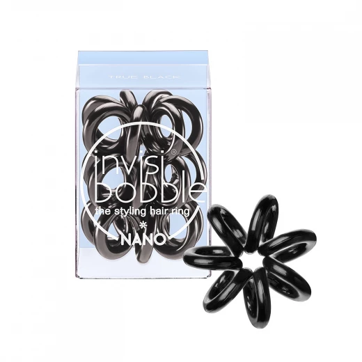 Invisibobble Nano Hair Styling Ring with Strong Grip, Non-soaking, Hair Accessories for Women- True Black (Pack of 3) Invisibobble Nano Hair Styling Ring with Strong Grip, Non-soaking, Hair Accessories for Women- True Black (Pack of 3)