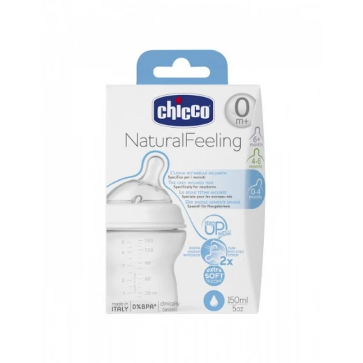 Chicco Natural Feeling Bottle 0M+ 150 Ml Regular Flow Chicco Natural Feeling Bottle 0M+ 150 Ml Regular Flow