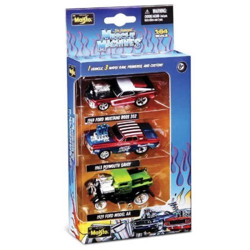 Maisto Muscle Machines 1:64 Scale - Set Of 3 Diecast Cars - مايستو