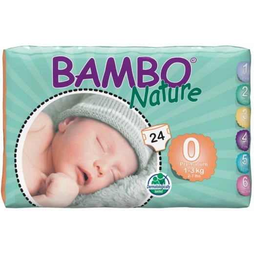 6x Bambo Nature Premium Baby Diapers, Size 0, 24 Count 3x Bambo Nature Wet Wipes x80 - بامبو ناتشور - Image 2