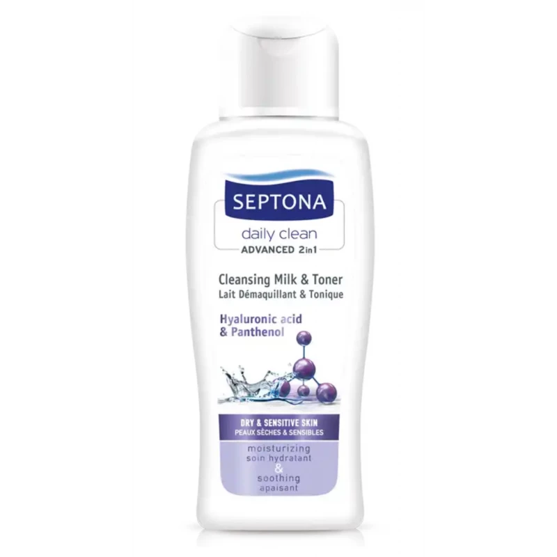 Septona 2in1 Cleansing Milk & Toner with Hyaluronic Acid & Panthenol 200ml - سيبتونا
