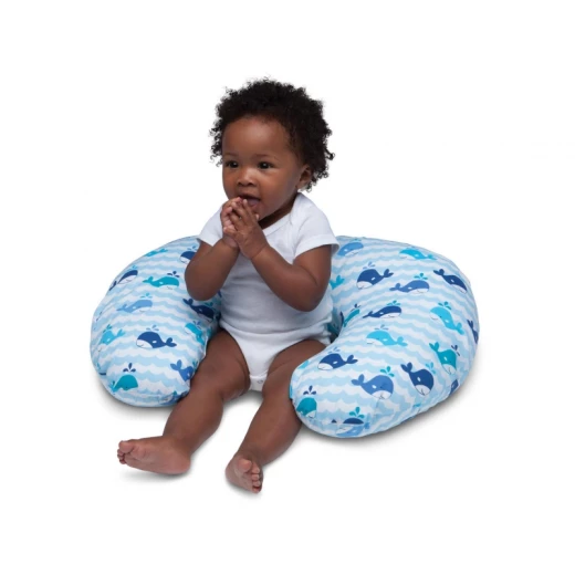 Chicco Boppy Pillow Cotton Slipcover - Blue Whale - تشيكو - Image 3