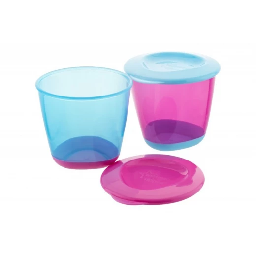 Tommee Tippee - Explora Pop Up Weaning Pot 2 pc (Pink or Blue) - أزرق Tommee Tippee - Explora Pop Up Weaning Pot 2 pc (Pink or Blue) - أزرق