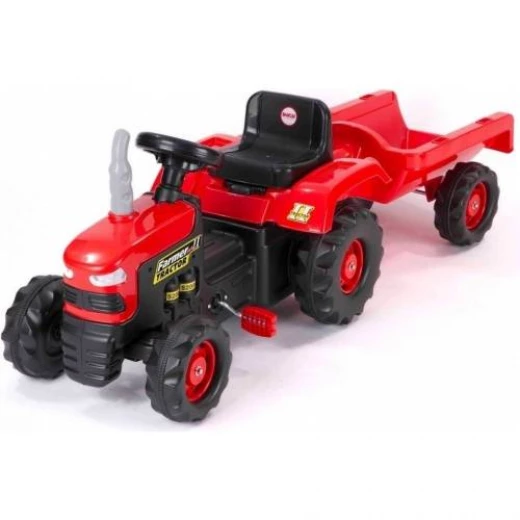 Dolu Red Tractor Pedal Operated with Detachable Trailer for Kids, Garden Play - Dolu - Image 3