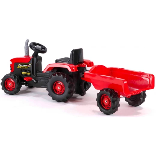 Dolu Red Tractor Pedal Operated with Detachable Trailer for Kids, Garden Play Dolu Red Tractor Pedal Operated with Detachable Trailer for Kids, Garden Play