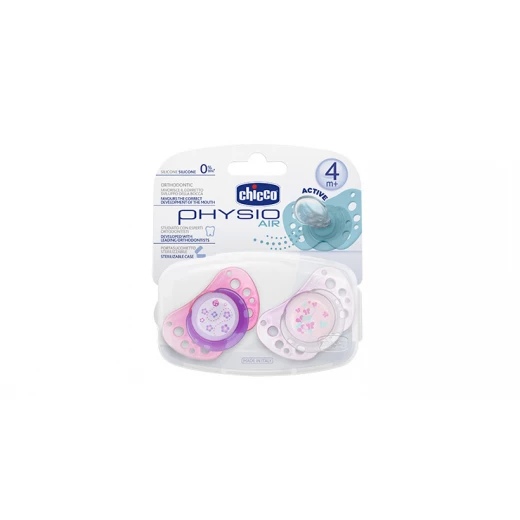 CHICCO Soother Physio Air silicone 4m + 2pcs Pink CHICCO Soother Physio Air silicone 4m + 2pcs Pink