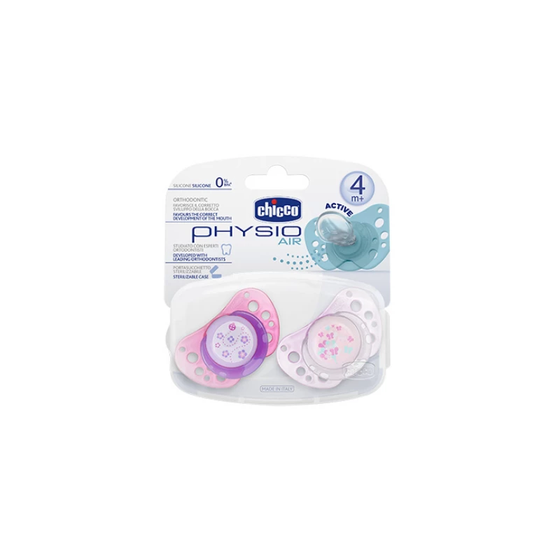 CHICCO Soother Physio Air silicone 4m + 2pcs Pink - تشيكو