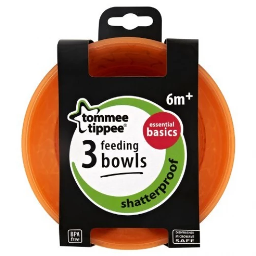 Tommee Tippee Basics Bowls X3, Orange Tommee Tippee Basics Bowls X3, Orange