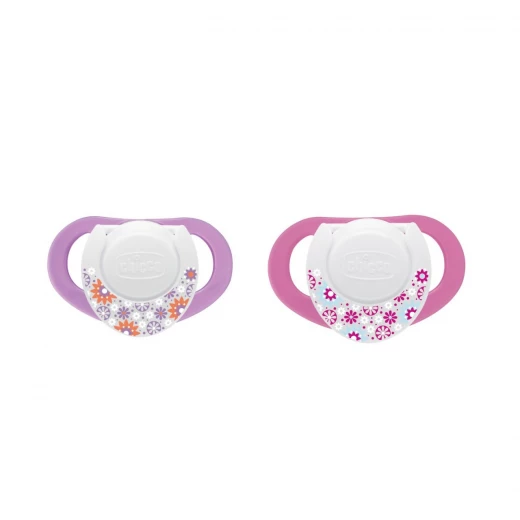 Chicco Physio Soother with Silicone ring, Pink Purple, 4m + 2pcs Chicco Physio Soother with Silicone ring, Pink Purple, 4m + 2pcs