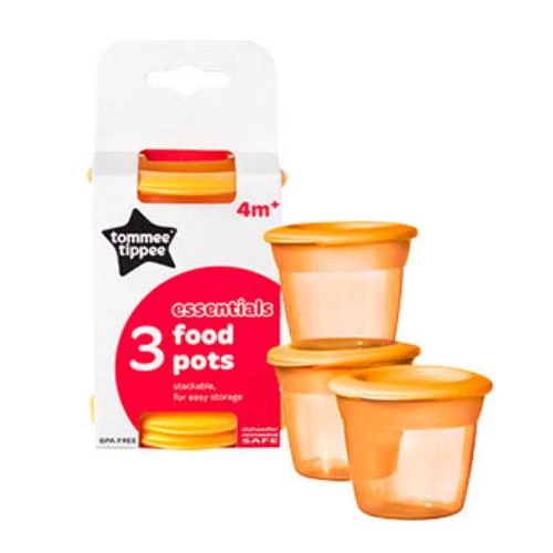 Tommee Tippee Blue 3 Food Pots 4 m- Orange Tommee Tippee Blue 3 Food Pots 4 m- Orange