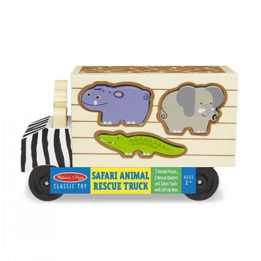 Melissa & Doug Animal Rescue Shape Sorting Truck Wooden Toy with 7 Animals and 2 Figures - Melissa & doug - Image 4
