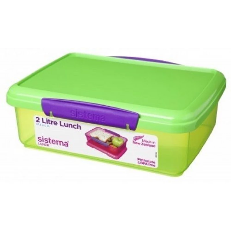 Sistema 2L lunch box storage container BPA-free , Green - سيستما