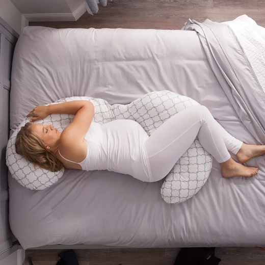 Boppy Slipcovered Pregnancy Body Pillow, Trellis, White - بوبي - Image 5