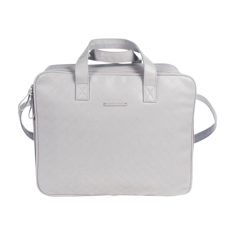 Pasito a Pasito Normandie Grey Faux Leather Hospital Bag - باسيتو اه  باسيتو