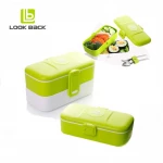 Look Back Lunch Box for Kids Adults, 2 layers, Leak Proof, FDA Approved-Green - Look Back