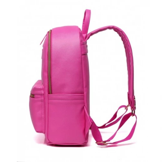 Colorland Fashion Travel Bag Organizer Backpack Diaper Bag Mummy Bag PU Leather - Pink - كولورلاند - Image 2