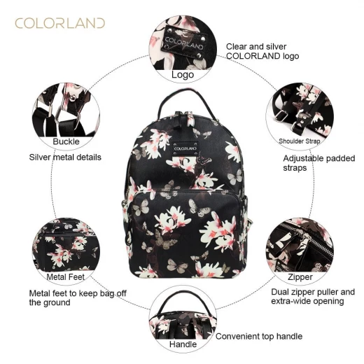 Colorland Mirabelle Faux Leather Diaper Backpack- Flower - كولورلاند - Image 2