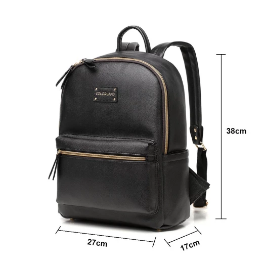 Colorland Fashion Travel Bag Organizer Backpack Diaper Bag Mummy Bag PU Leather - Black - كولورلاند - Image 8