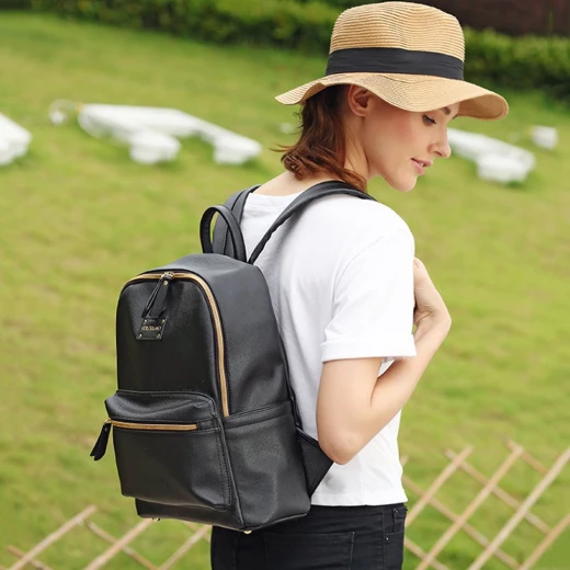 Colorland Fashion Travel Bag Organizer Backpack Diaper Bag Mummy Bag PU Leather - Black - كولورلاند - Image 9