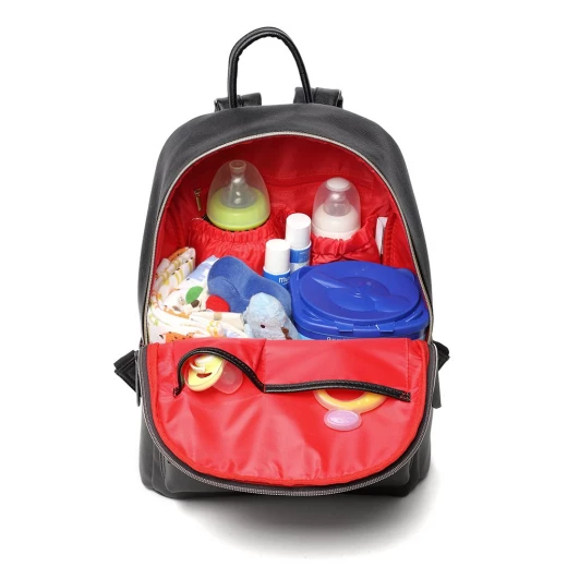 Colorland Fashion Travel Bag Organizer Backpack Diaper Bag Mummy Bag PU Leather - Black - كولورلاند - Image 7