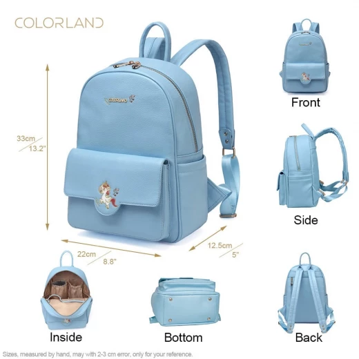 Colorland Diaper Bag Fashion Multi functional Double Shoulder Unicorns Embroidered Mommy Bag - Blue - كولورلاند - Image 10