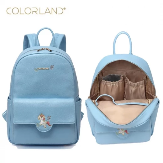 Colorland Diaper Bag Fashion Multi functional Double Shoulder Unicorns Embroidered Mommy Bag - Blue - كولورلاند - Image 11