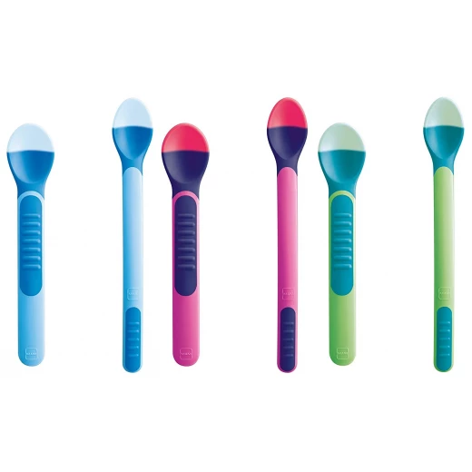 MAM Heat Sensitive Feeding Spoons and Cover - أخضر MAM Heat Sensitive Feeding Spoons and Cover - أخضر