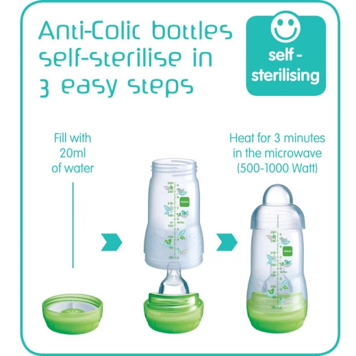 MAM Easy Start Self Sterilising Anti-Colic Bottle, Medium Flow (Designs May Vary) - 260 ml - أزرق - ام اند ام - Image 14