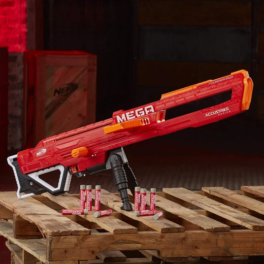 Thunderhawk Nerf AccuStrike Mega Toy Blaster - Longest Nerf Blaster - 10 Official AccuStrike Nerf Mega Darts, 10-Dart Clip, Bipod - For Kids, Teens, and Adults - نيرف - Image 4