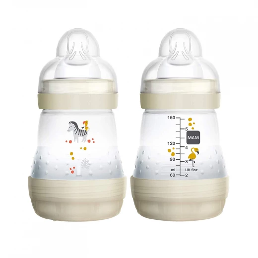 MAM Easy Start Self Sterilising Anti-Colic Bottle, Slow Flow (Designs May Vary) - 160 ml, 1 Bottle Only - أزرق - ام اند ام - Image 2