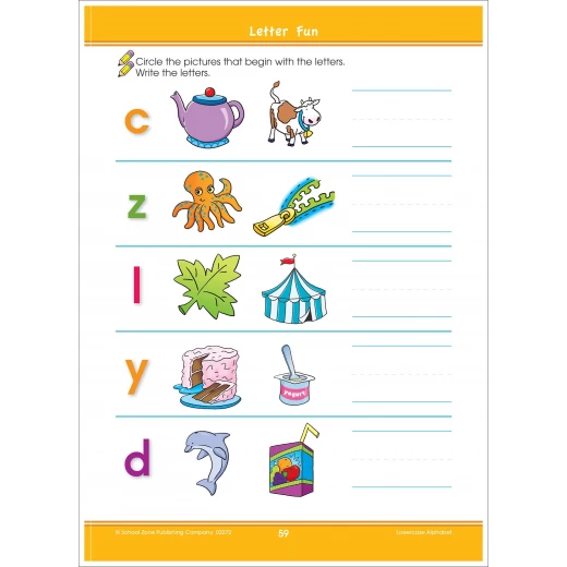 School Zone - Lowercase Alphabet Deluxe Edition Workbook - سكول زون - Image 2