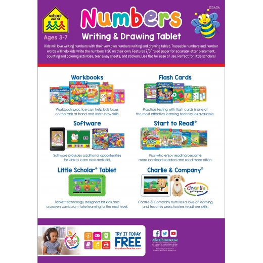School Zone -Numbers Writing & Drawing Tablet - School Zone - Image 2