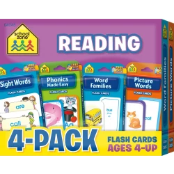 School Zone Reading Flash Cards 4 Pack Sight Words Phonics Picture Words Educational