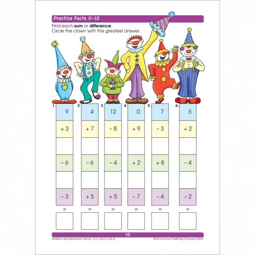 School Zone Addition & Subtraction 1-2 Workbook - سكول زون - Image 4