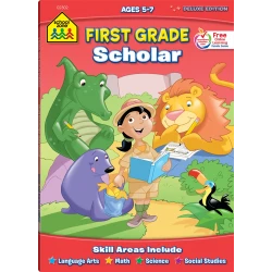 كراسة عمل Scholar Deluxe Edition للصف الأول من School Zone لتطوير مهارات الاستعداد للصف الأول 64 صفحة