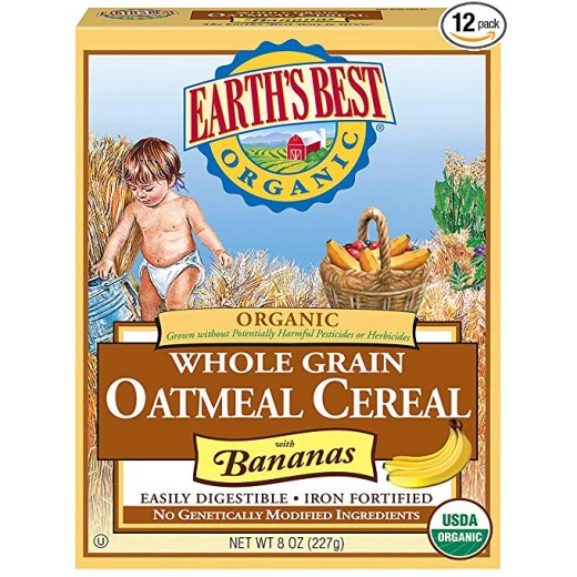 Earth's Best Organic Infant Cereal, Whole Grain Oatmeal with Bananas, 8 oz Earth's Best Organic Infant Cereal, Whole Grain Oatmeal with Bananas, 8 oz