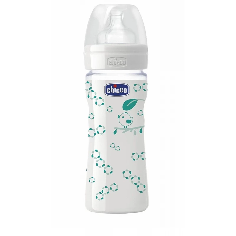 Chicco Natural Glass Bottle Silicone (240 ml) - تشيكو