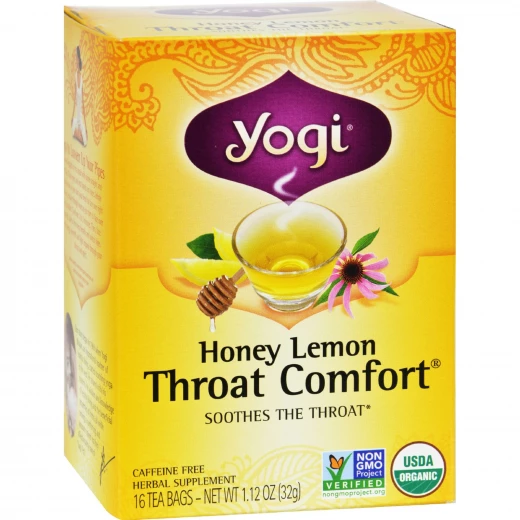 Yogi Throat Comfort Herbal Tea Caffeine Free Honey Lemon – 16 Tea Bags Yogi Throat Comfort Herbal Tea Caffeine Free Honey Lemon – 16 Tea Bags