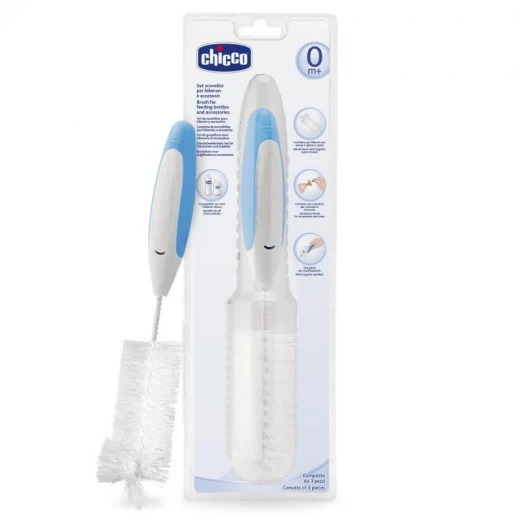 Chicco Bottle Brush Set for Feeding Bottles and Accessories 0 Month and + Chicco Bottle Brush Set for Feeding Bottles and Accessories 0 Month and +