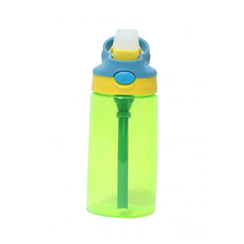 GenioWorld 14 oz Auto Spout Straw Flip Kids Tritan Water Bottle, Green - جنيو ورلد