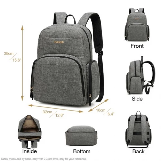 Colorland Baby Changing Backpack with Built in USB Port (Gray) - كولورلاند - Image 2