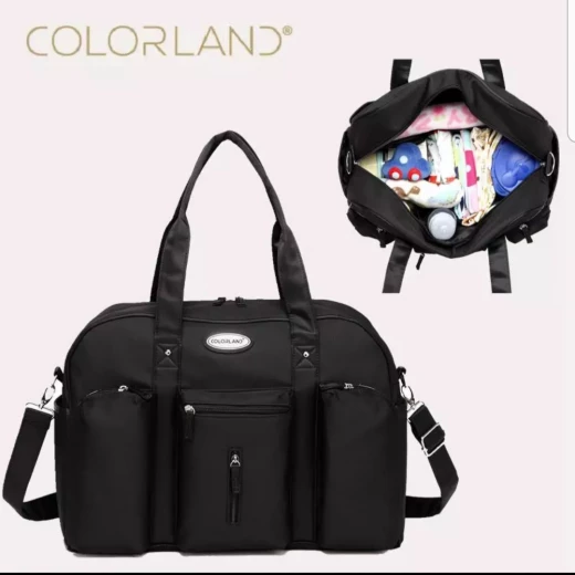 Colorland Abdie Duffel Shoulder Mummy Diaper Bag (Black) - كولورلاند - Image 2