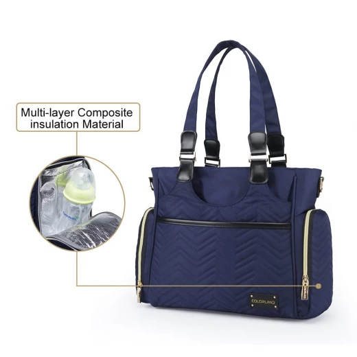 Colorland Classic Baby Diaper Tote Maternity Bag, Navy Blue - كولورلاند - Image 3